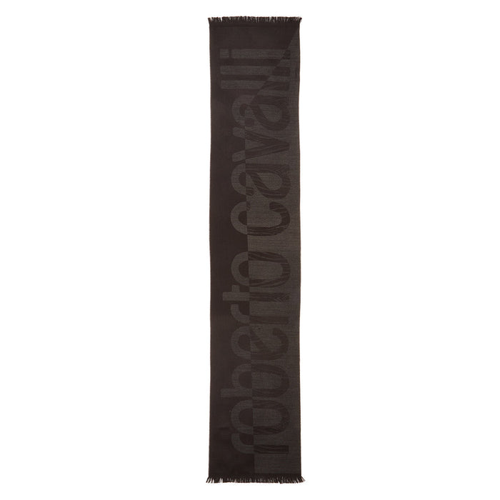 Roberto Cavalli black and navy Wool Blend Scarf