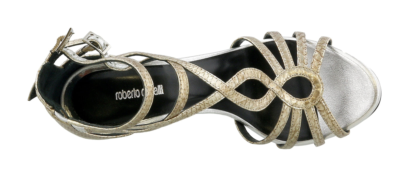 Roberto Cavalli Gold/Silver Stiletto Strappy  Sandal-