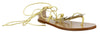 Roberto Cavalli Gold Embellished String Tie Sandal-6.5