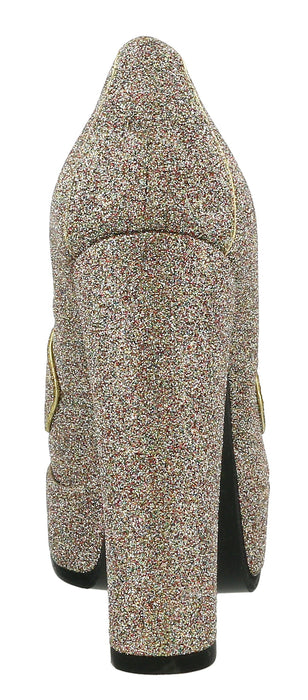 Roberto Cavalli Glitter Silver Gold Glitter Block High Heel  -