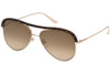 Tom Ford  Black Shiny Rhodium Aviator Sunglasses