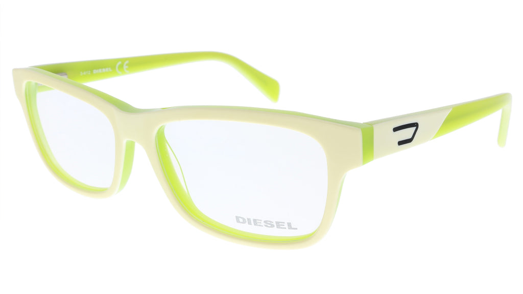 Diesel  White Lime Green Modified Rectangle Optical Frames