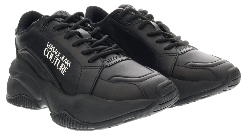 Versace Jeans Couture Black Signature Classic Lace Up Sneakers