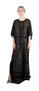 Roberto Cavalli Boho-Chic Black Maxi  Kaftan Dress Gold Print Details 46IT-12US