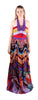 Roberto Cavalli Bohemian Multicolor Halter Maxi Dress Lace Up Front  48IT-14US