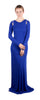 Roberto Cavalli Royal Blue Fitted Maxi Dress Lace  Shoulder Insert   40IT-6US