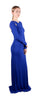 Roberto Cavalli Royal Blue Fitted Maxi Dress Lace  Shoulder Insert   40IT-6US