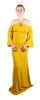 Roberto Cavalli Golden Yellow Off-Shoulder Maxi Dress with Open Back 40IT-6US