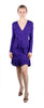 Roberto Cavalli Royal Purple Peplum Long Sleeve Cocktail Wrap Dress 38IT-4US