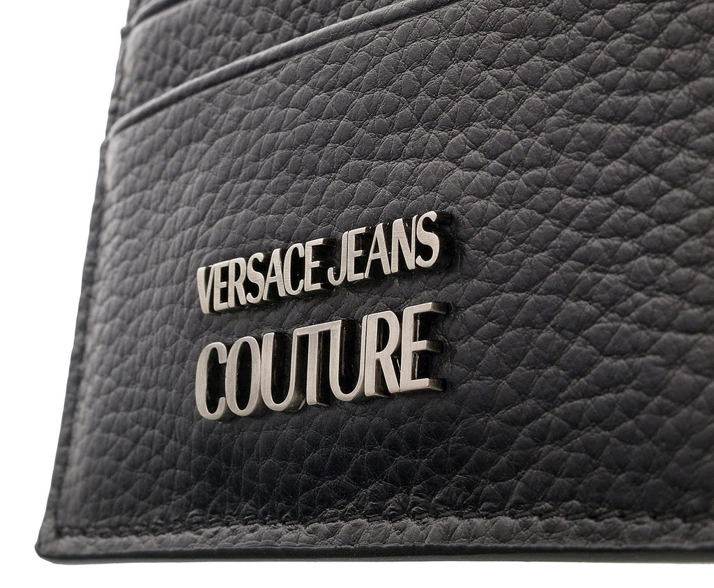Versace Jeans Couture Black Signature Compact Wallet Cardholder