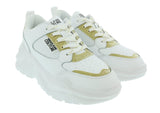 Versace Jeans Couture White Gold Athletic Chunky Fashion Sneakers -