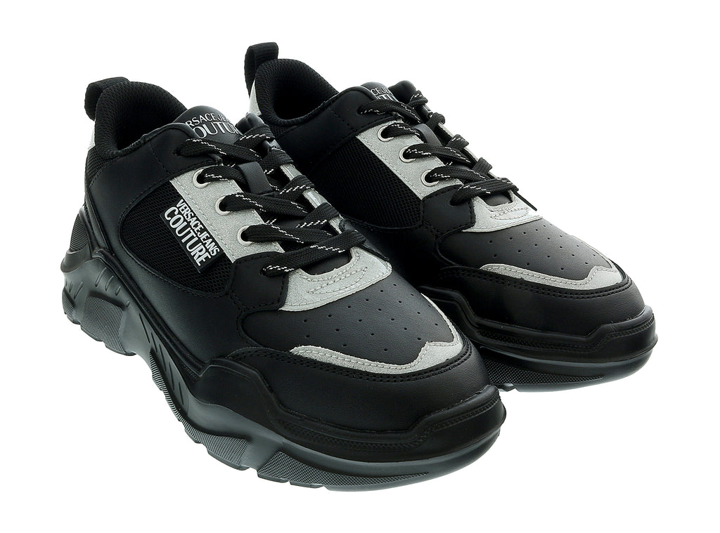 Versace Jeans Couture Black Silver Athletic Chunky Fashion Sneakers -