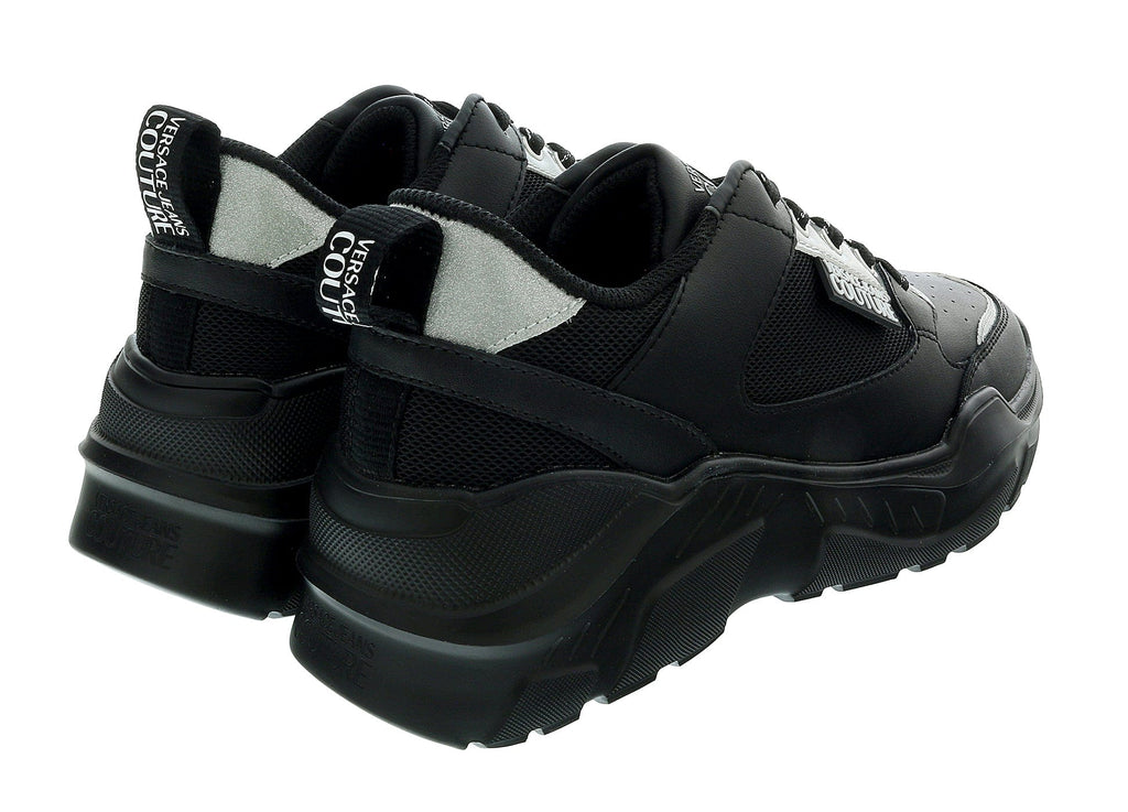 Versace Jeans Couture Black Silver Athletic Chunky Fashion Sneakers -