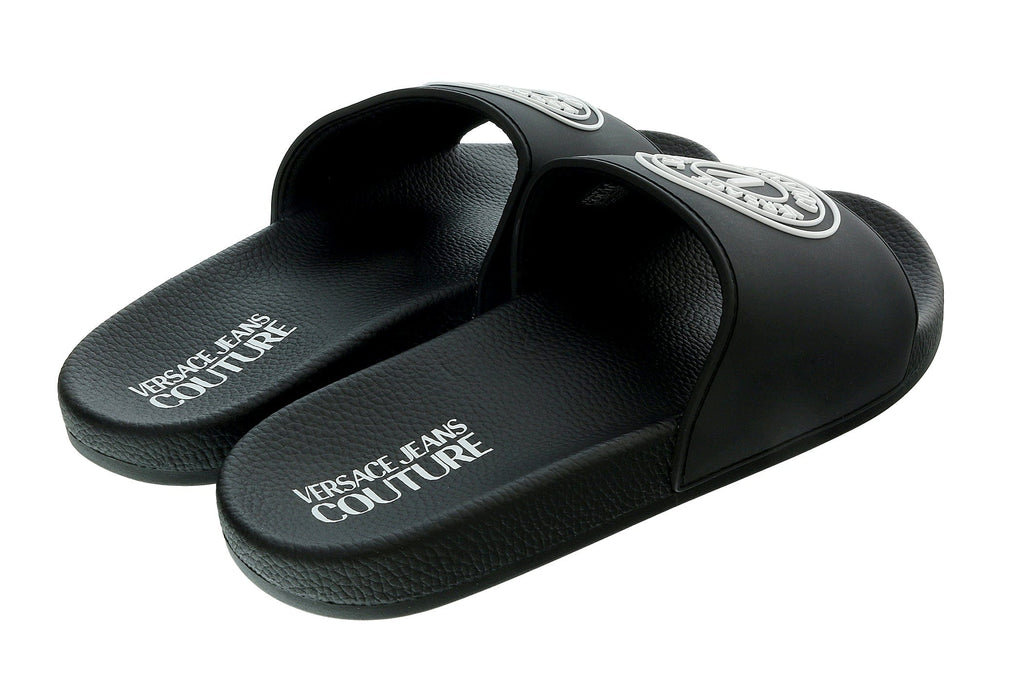 Versace Jeans Couture Black  Signature Logo Pool Slide -
