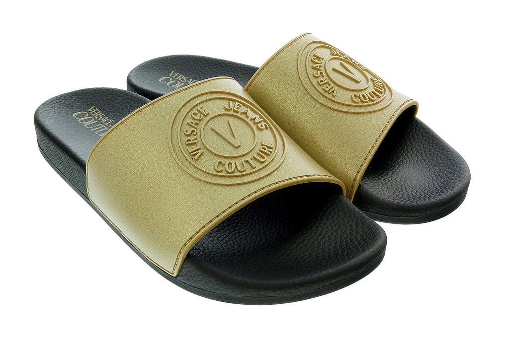 Versace Jeans Couture Gold Signature Logo Pool Slide -