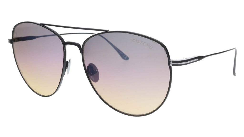 Tom Ford   Shiny Black Teardrop Aviator Sunglasses