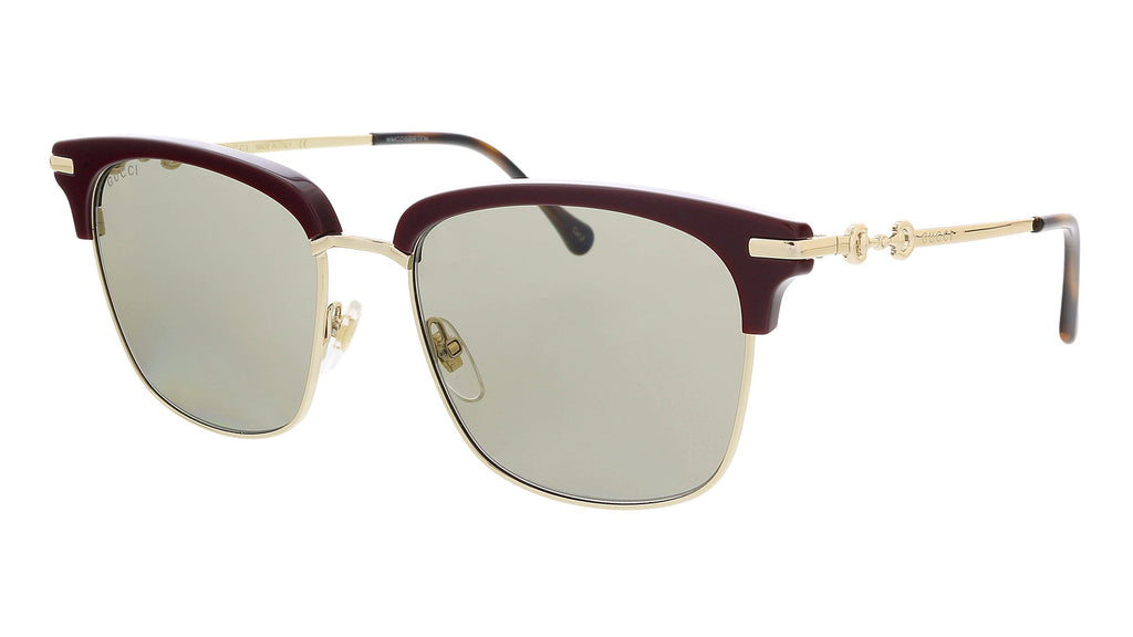 Gucci  Burgundy Demi-Frame Square Sunglasses