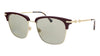 Gucci  Burgundy Demi-Frame Square Sunglasses