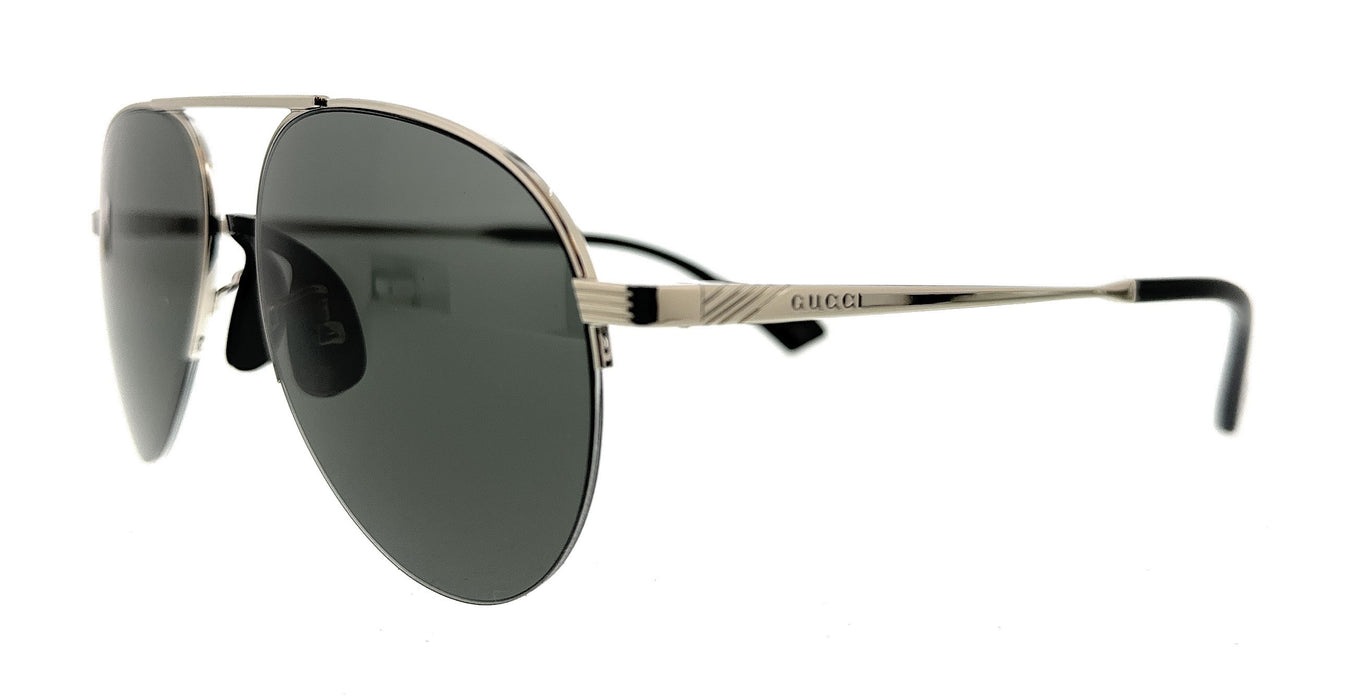 Gucci GG0742S-001 Silver Semi-Rimless Aviator Sunglasses