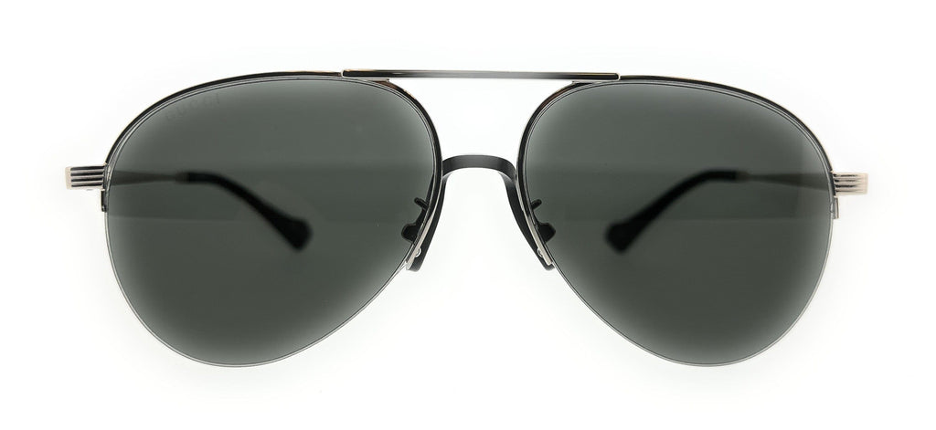 Gucci GG0742S-001 Silver Semi-Rimless Aviator Sunglasses