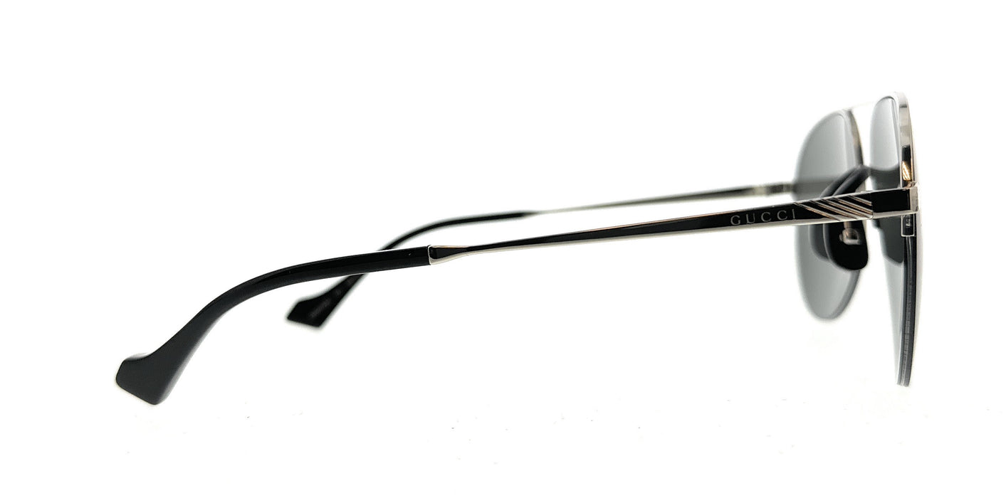 Gucci GG0742S-001 Silver Semi-Rimless Aviator Sunglasses