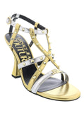 Versace Jeans Couture Gold  High Heel Gold Spike Sandals-