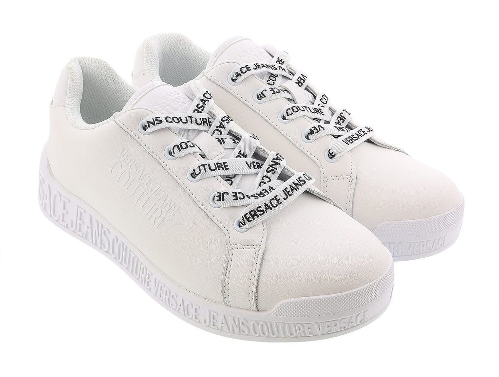 Versace Jeans Couture White Signature Print Lace Up Sneakers-