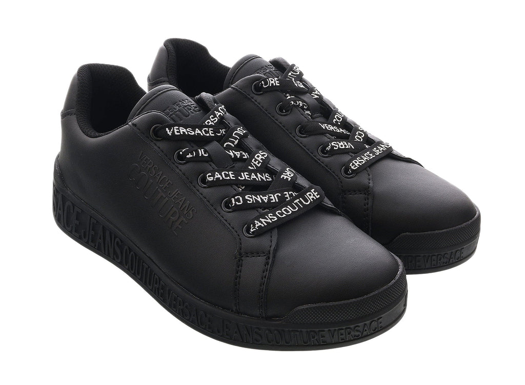 Versace Jeans Couture Black Signature Print Lace Up Sneakers-