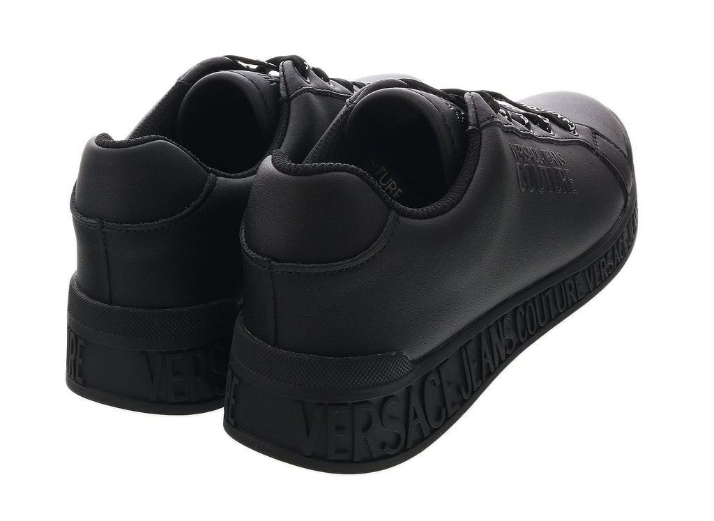 Versace Jeans Couture Black Signature Print Lace Up Sneakers-