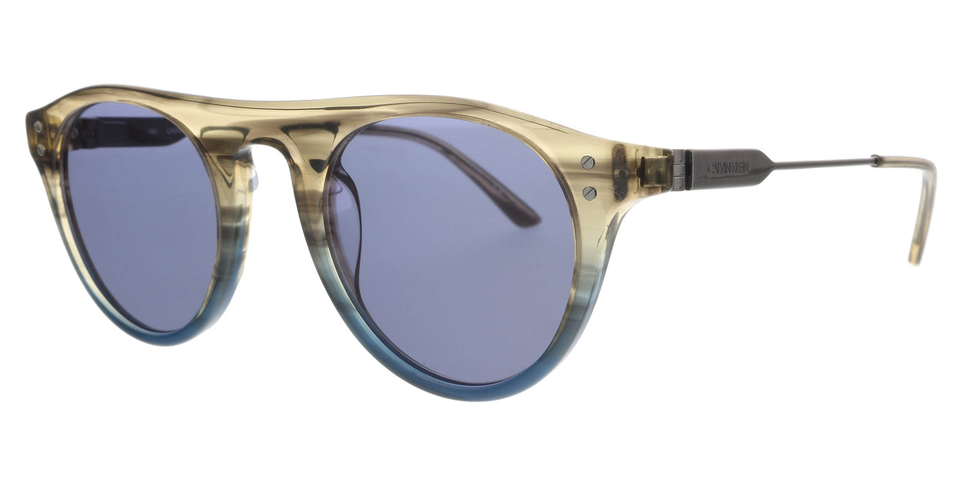 Calvin Klein CK20701S 41888 Taupe/Blue Horn Gradient Round Sunglasses