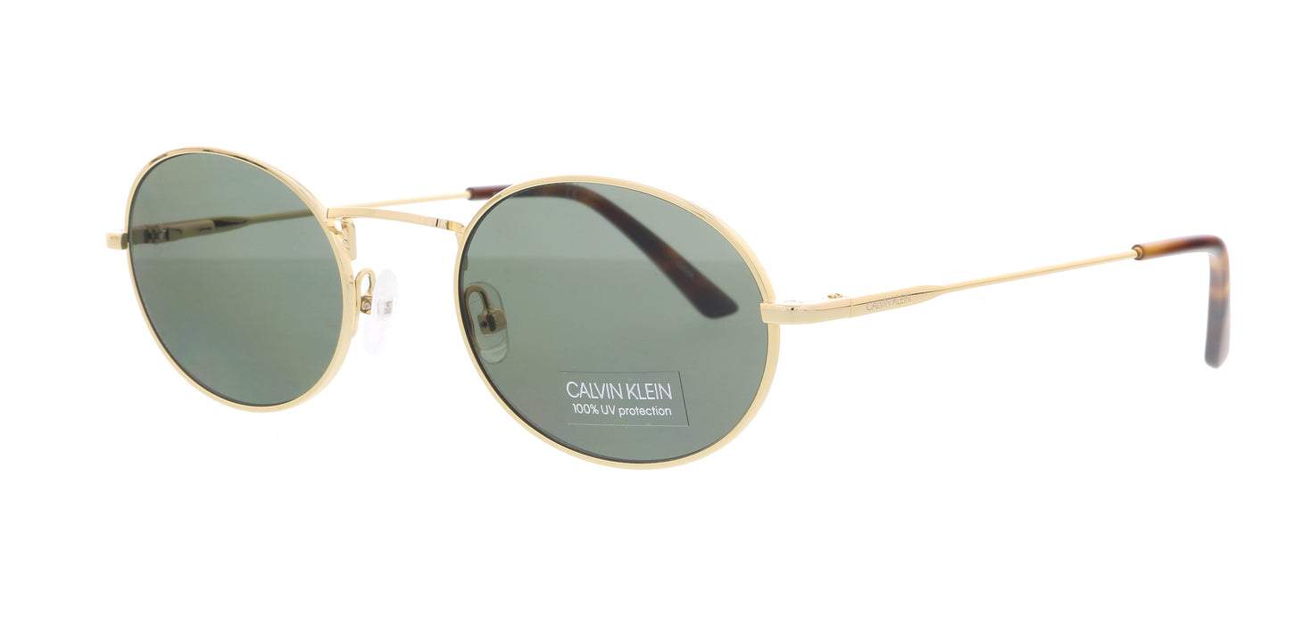 Calvin Klein CK20116S 43634 Shiny Gold/Soft Tortoise Round Sunglasses