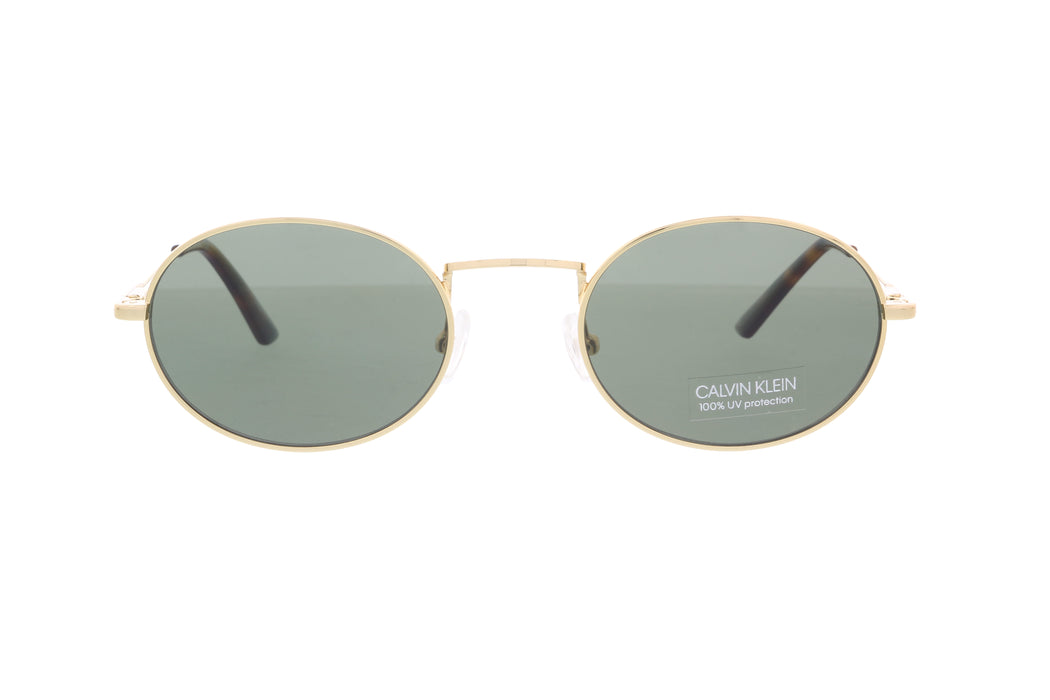 Calvin Klein CK20116S 43634 Shiny Gold/Soft Tortoise Round Sunglasses