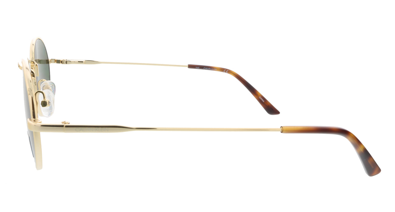 Calvin Klein CK20116S 43634 Shiny Gold/Soft Tortoise Round Sunglasses