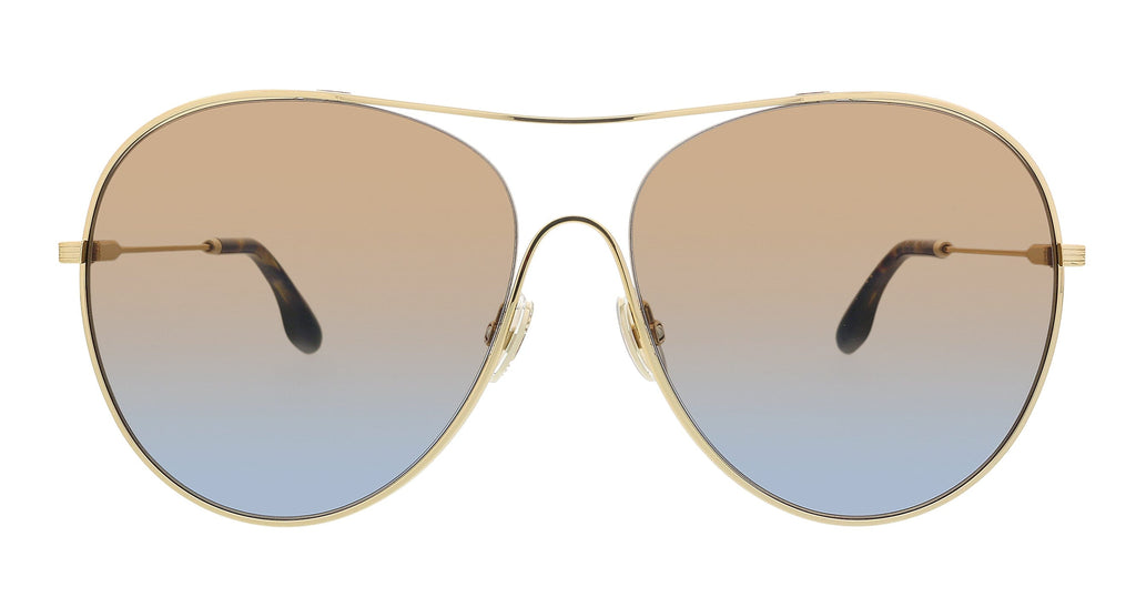 Victoria Beckham VB131S 42267 Gold/Blue Semi-Rimless Aviator Sunglasses