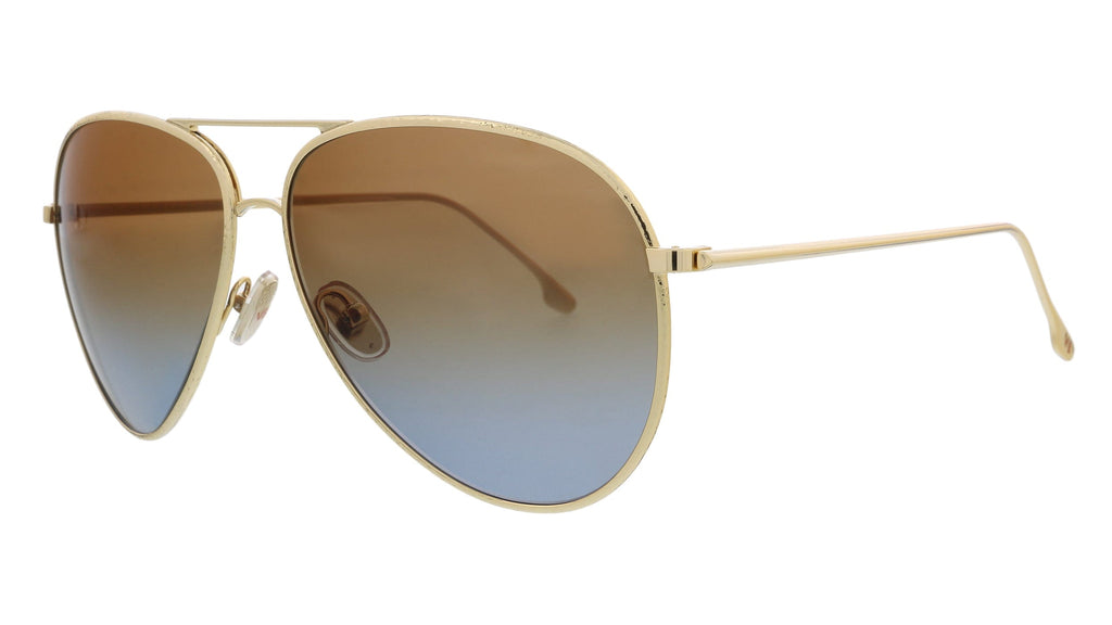 Victoria Beckham  Gold/Brick-Blue Teardrop Aviator Sunglasses