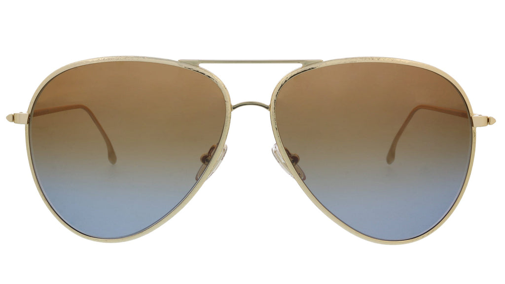 Victoria Beckham VB203S 42307 Gold/Brick-Blue Teardrop Aviator Sunglasses