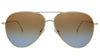 Victoria Beckham VB203S 42307 Gold/Brick-Blue Teardrop Aviator Sunglasses