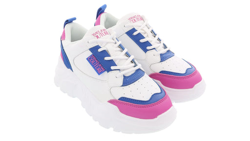 Versace Jeans Couture Womens White Blue Signature Fashion Sneakers