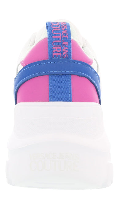 Versace Jeans Couture Womens White Blue Signature Fashion Sneakers