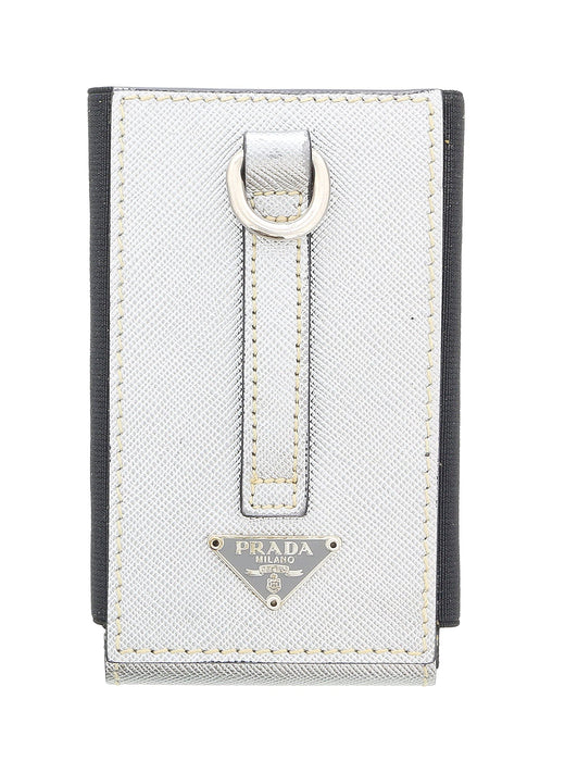 Prada Signature Silver Leather Handbag Accessory Charm