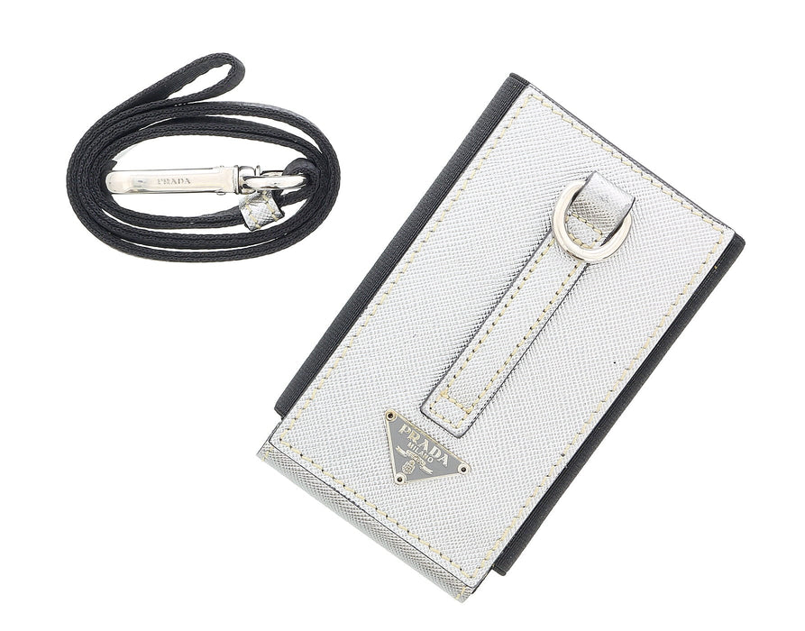 Prada Signature Silver Leather Handbag Accessory Charm