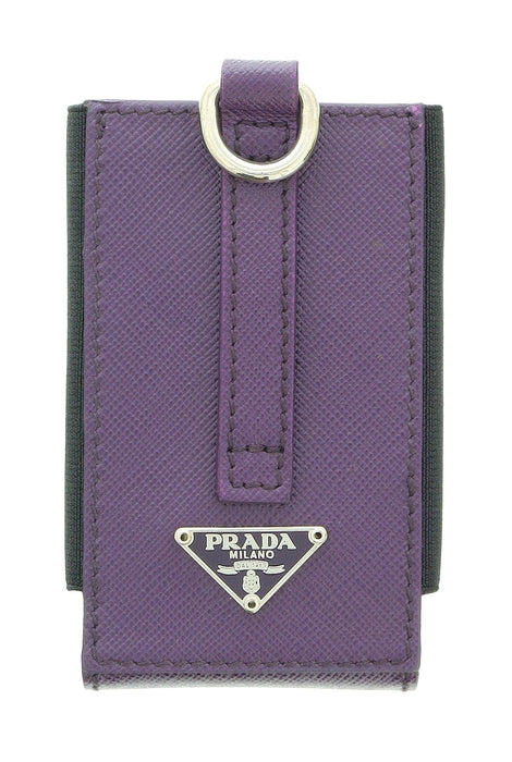 Prada Purple Leather Signature Ipod Case Accessory Bag Charm