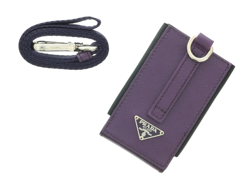 Prada Purple Leather Signature Ipod Case Accessory Bag Charm