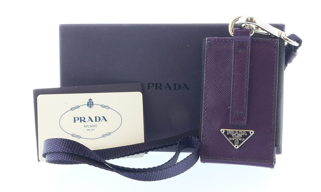 Prada Purple Leather Signature Ipod Case Accessory Bag Charm