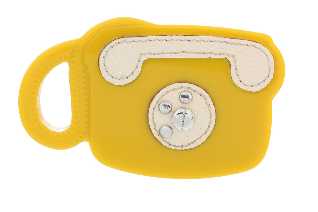 Prada Yellow Resin Vintage Retro Telephone Brooch Pin-one size