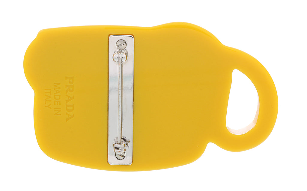 Prada Yellow Resin Vintage Retro Telephone Brooch Pin-one size