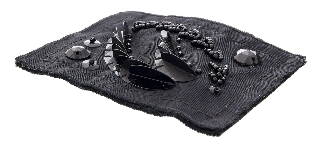 Prada Black Fabric Beaded Elegant Brooch Pin-one size