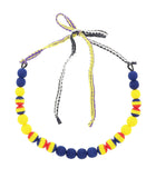 Prada Blue Yellow Bead Statement Necklace-one size