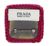 Prada Burgundy Square Crochet Brooch Pin-one size