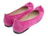 Daniela Fargion Fuschia Suede Camelia Toe Flat Suede Ballerina Shoes-